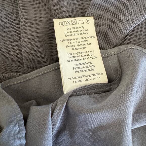 BHLDN Dress Formal Black Tie Gown Slate Blue Gray‎ Beaded Tulle Size 8 - Picture 8 of 11